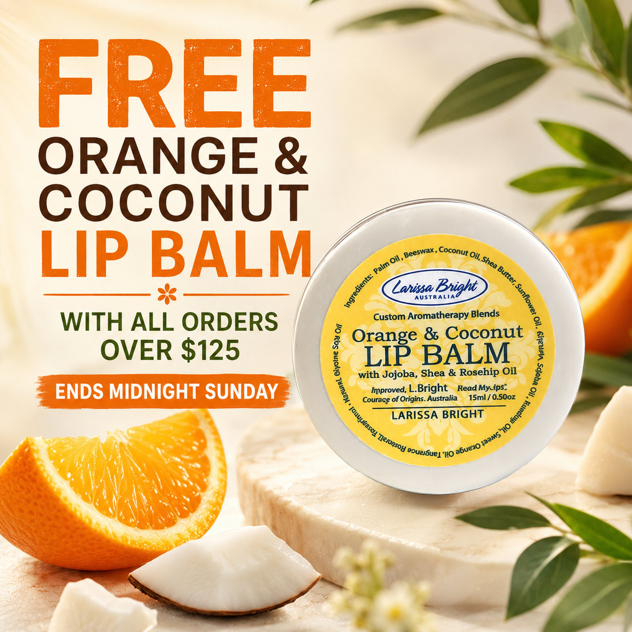 Sweet Orange & Coconut Lip Balm